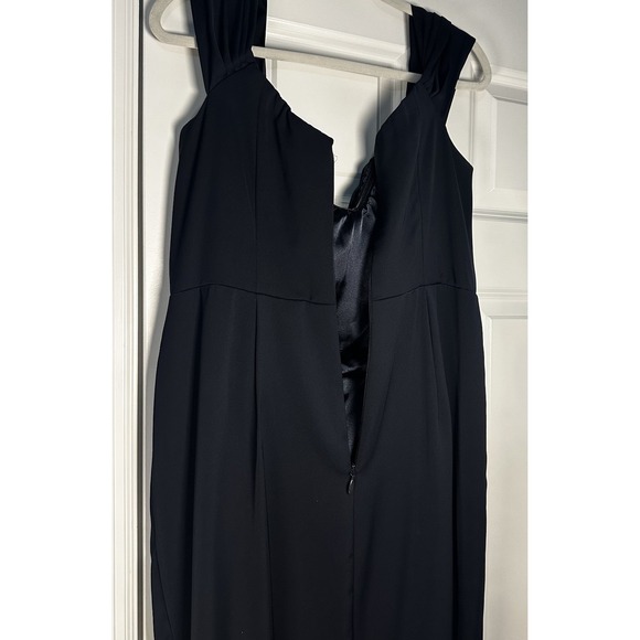 City Chic Black Size 14 Fitted Dress W/ Waist Side‎ Ruffle & High Low Hem - Picture 10 of 13
